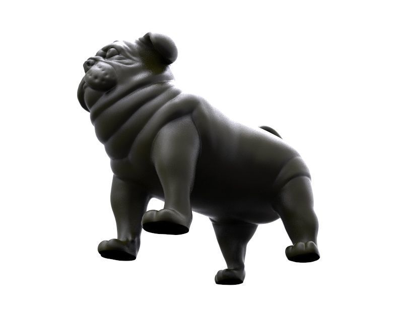 fat stocky doggie dog Pug 3D print model_11