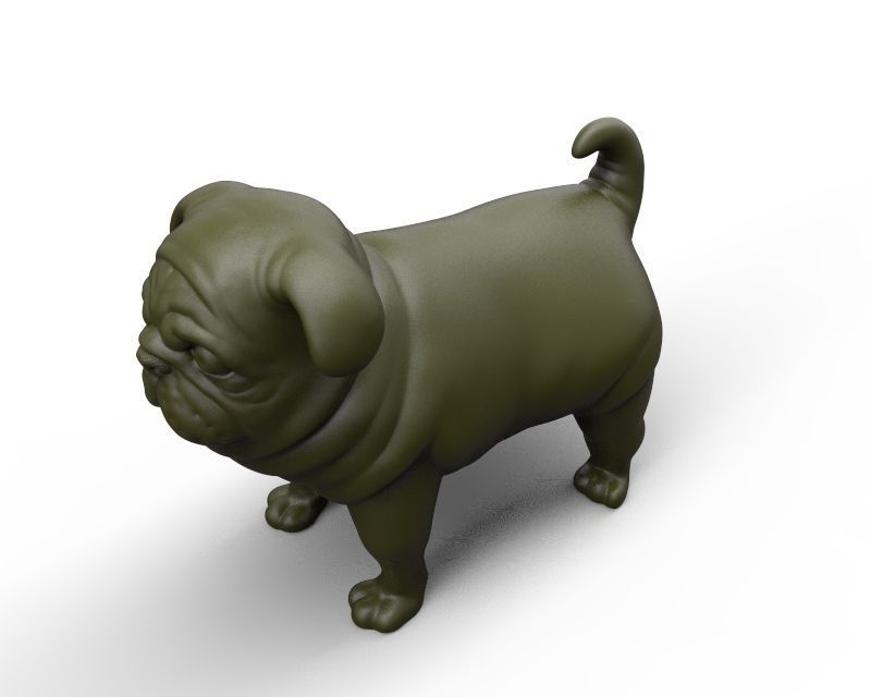 fat stocky doggie dog Pug 3D print model_10