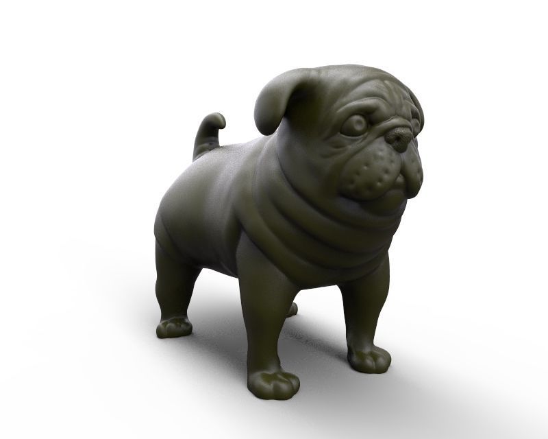 fat stocky doggie dog Pug 3D print model_7