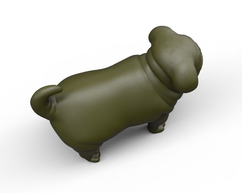 fat stocky doggie dog Pug 3D print model_14