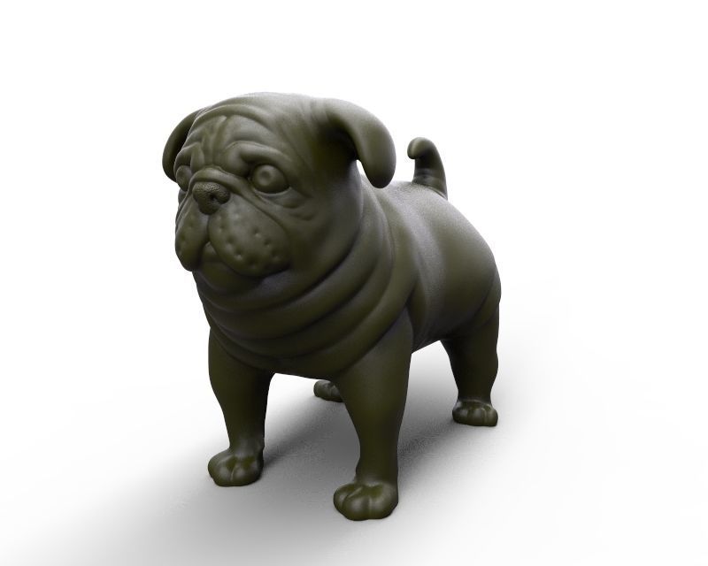 fat stocky doggie dog Pug 3D print model_2
