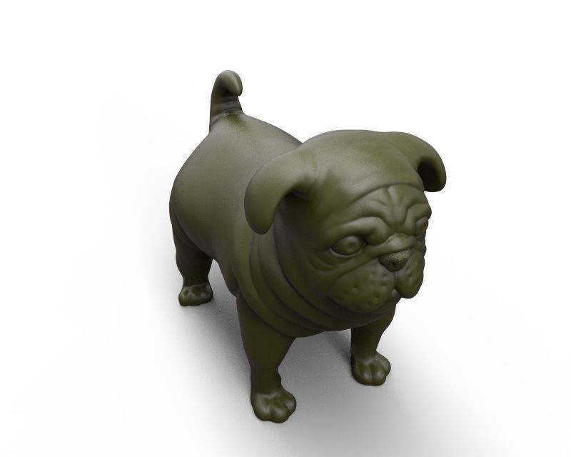 fat stocky doggie dog Pug 3D print model_9