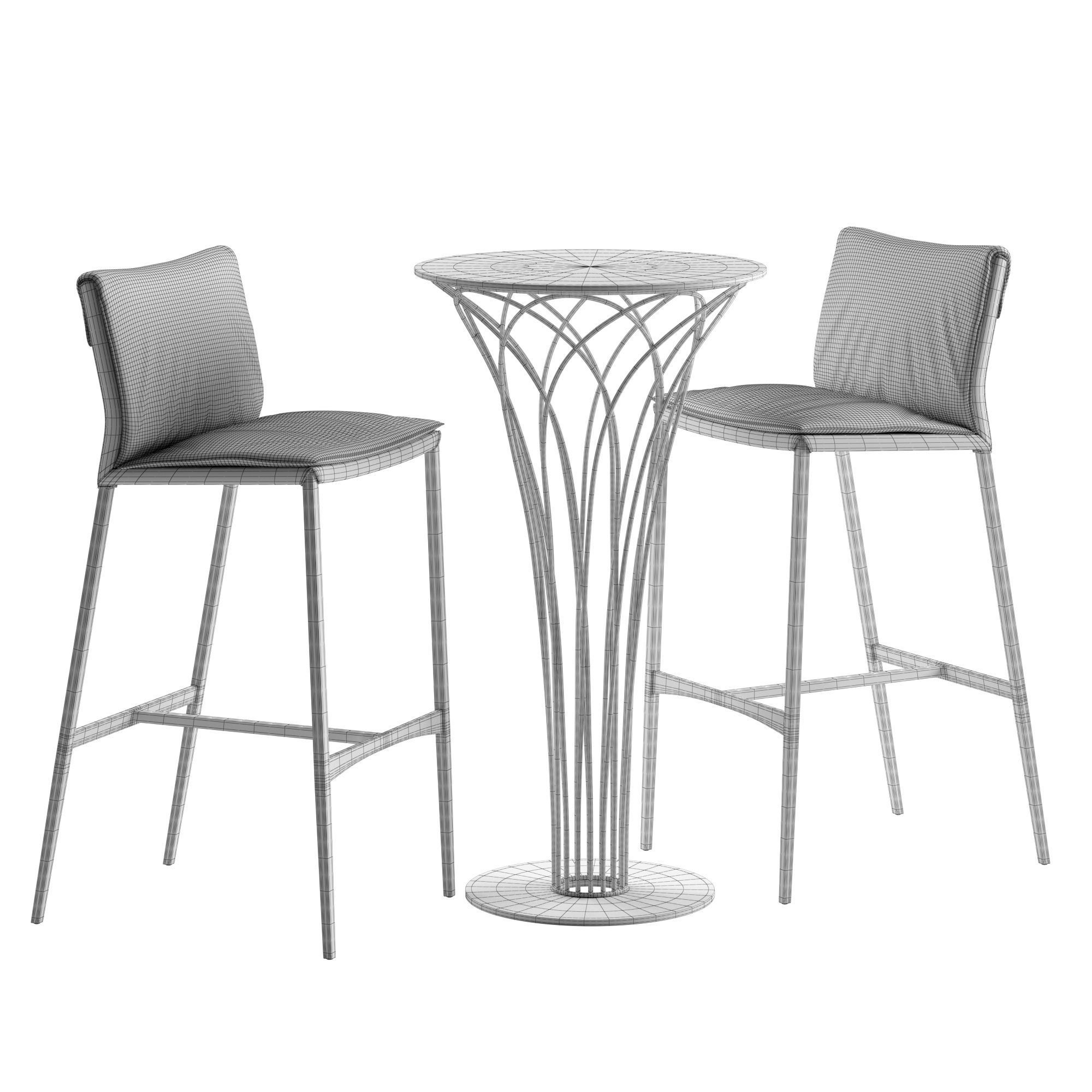 Cattelan italia Isabel barstool Nido table set 3D model_7