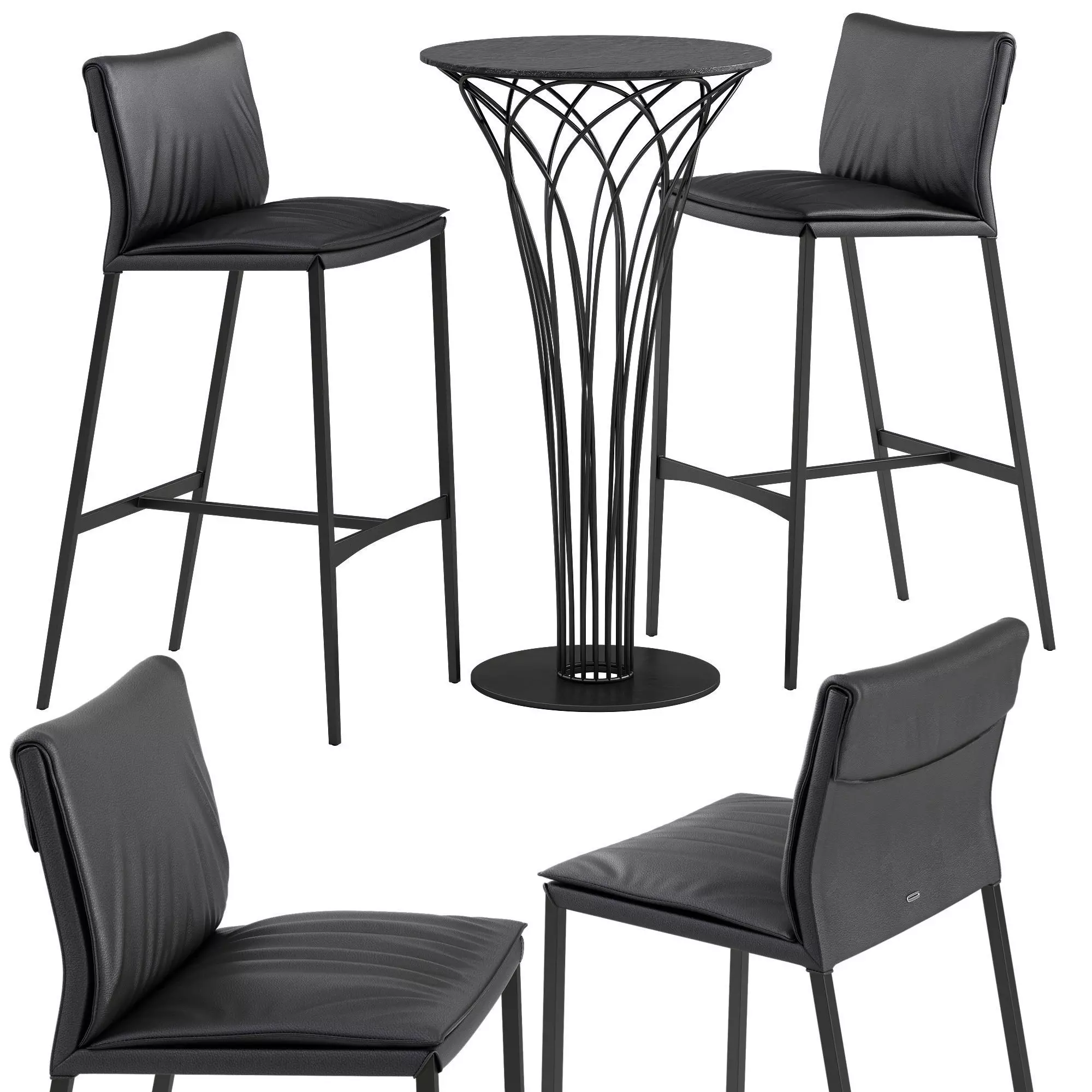 Cattelan italia Isabel barstool Nido table set 3D model_0