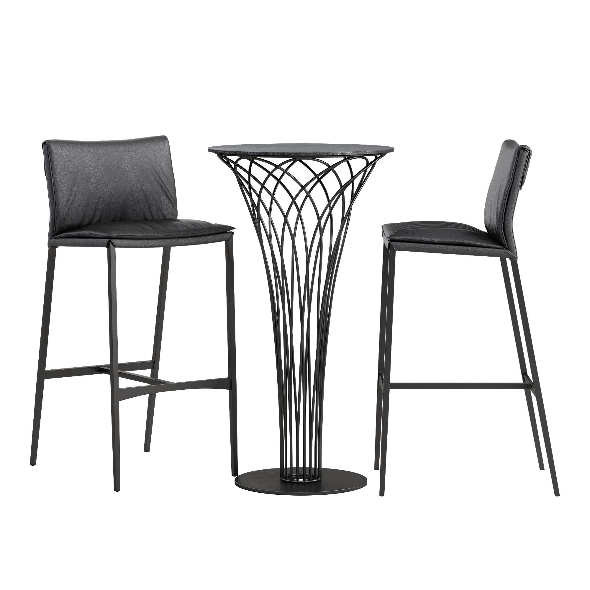 Cattelan italia Isabel barstool Nido table set 3D model_2