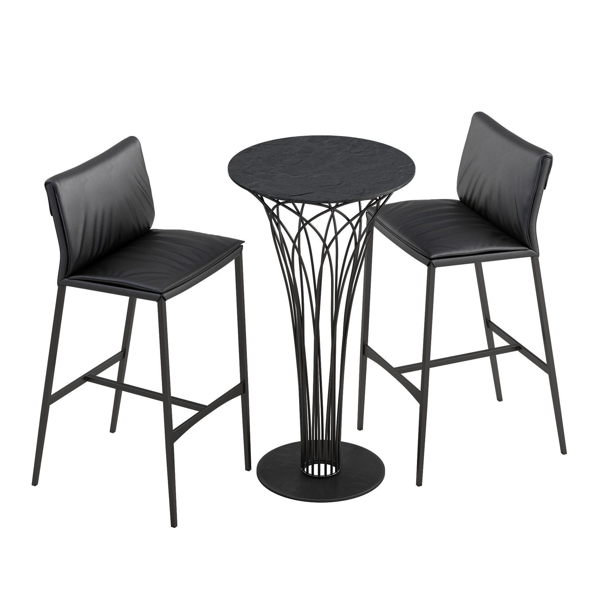 Cattelan italia Isabel barstool Nido table set 3D model_1