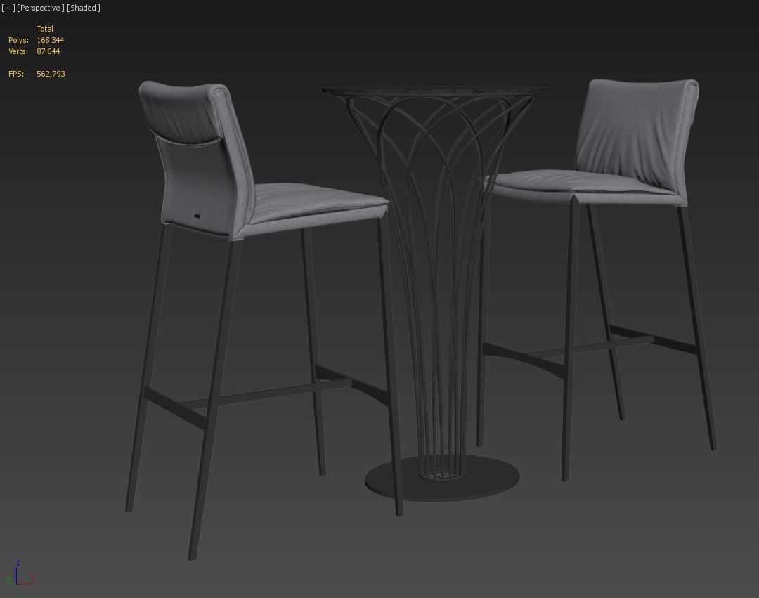 Cattelan italia Isabel barstool Nido table set 3D model_6