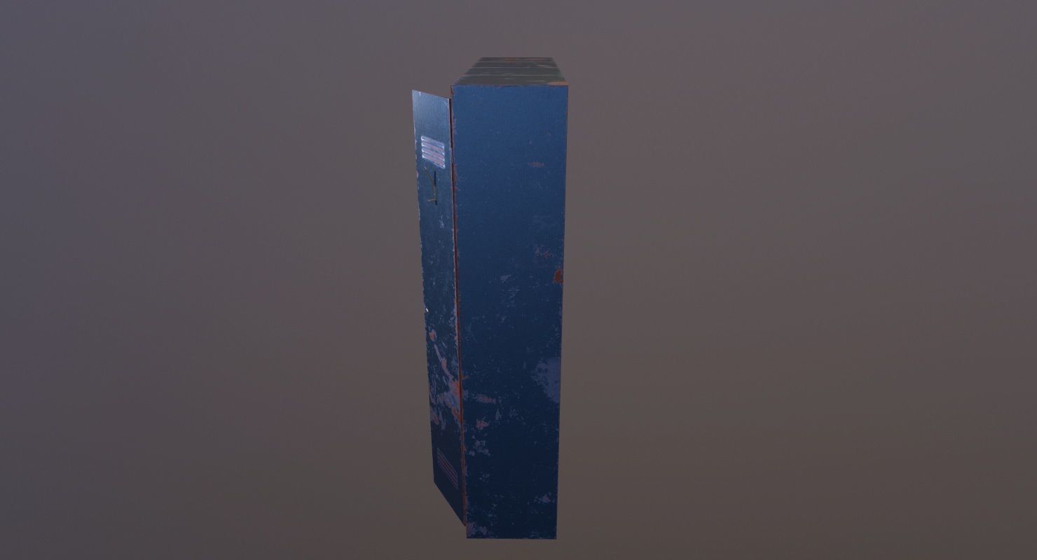 Locker PBR Game Ready rusty Low-poly 3D model_5