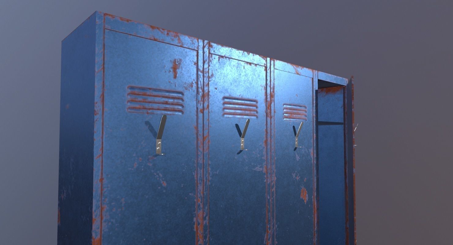 Locker PBR Game Ready rusty Low-poly 3D model_7