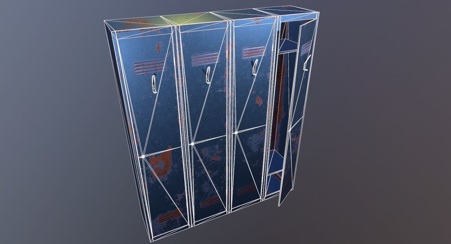 Locker PBR Game Ready rusty Low-poly 3D model_11
