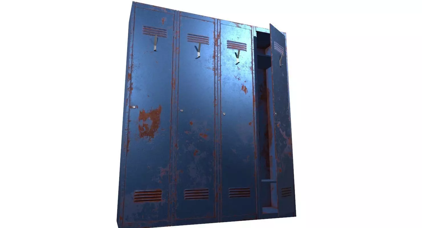 Locker PBR Game Ready rusty Low-poly 3D model_0