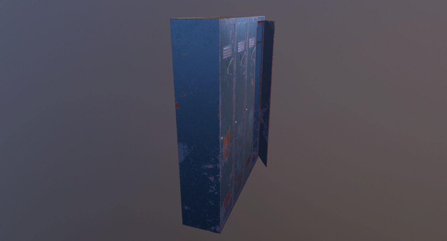 Locker PBR Game Ready rusty Low-poly 3D model_6