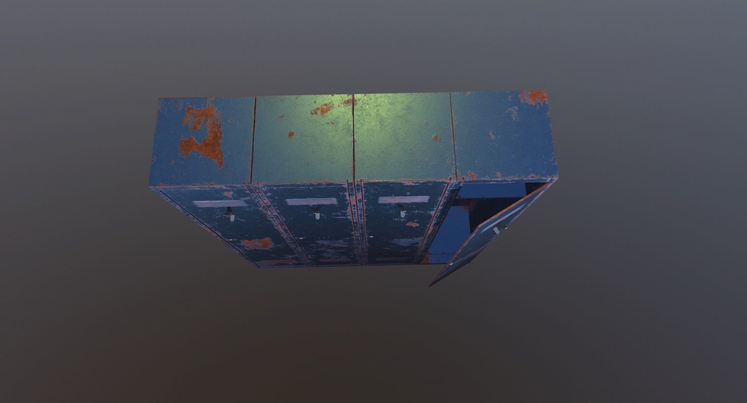 Locker PBR Game Ready rusty Low-poly 3D model_2