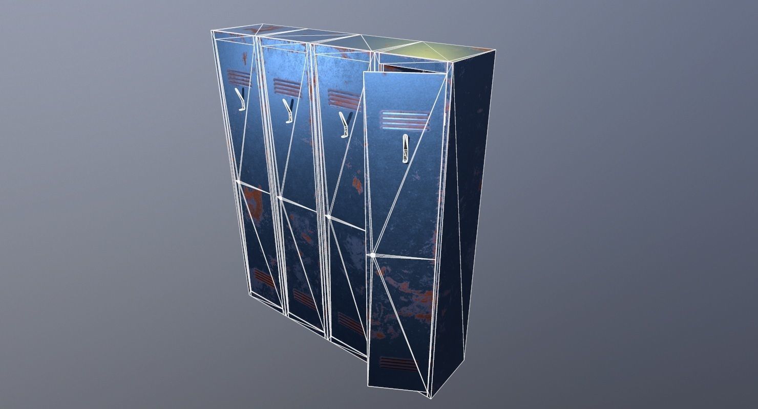 Locker PBR Game Ready rusty Low-poly 3D model_16