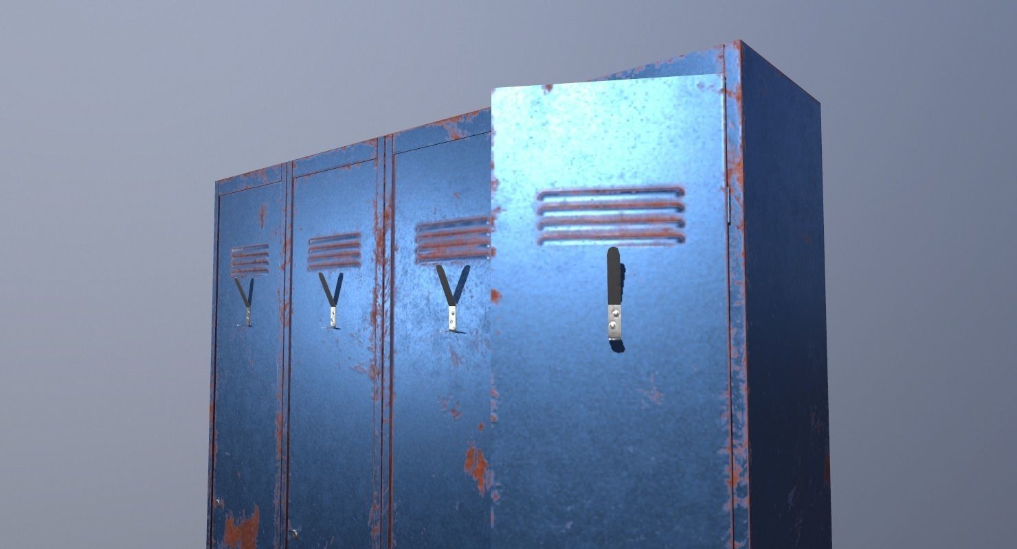 Locker PBR Game Ready rusty Low-poly 3D model_14