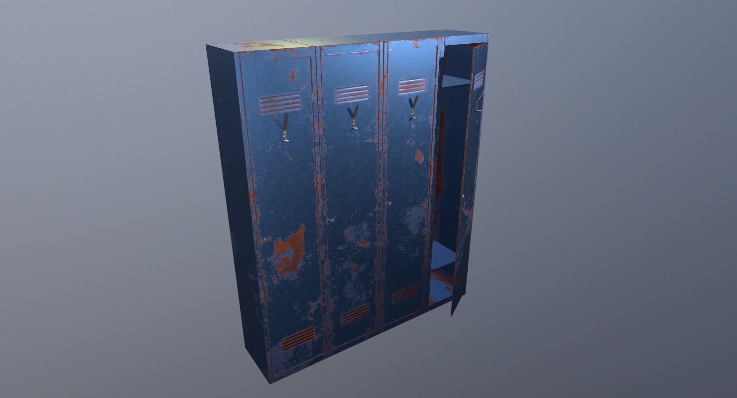 Locker PBR Game Ready rusty Low-poly 3D model_1