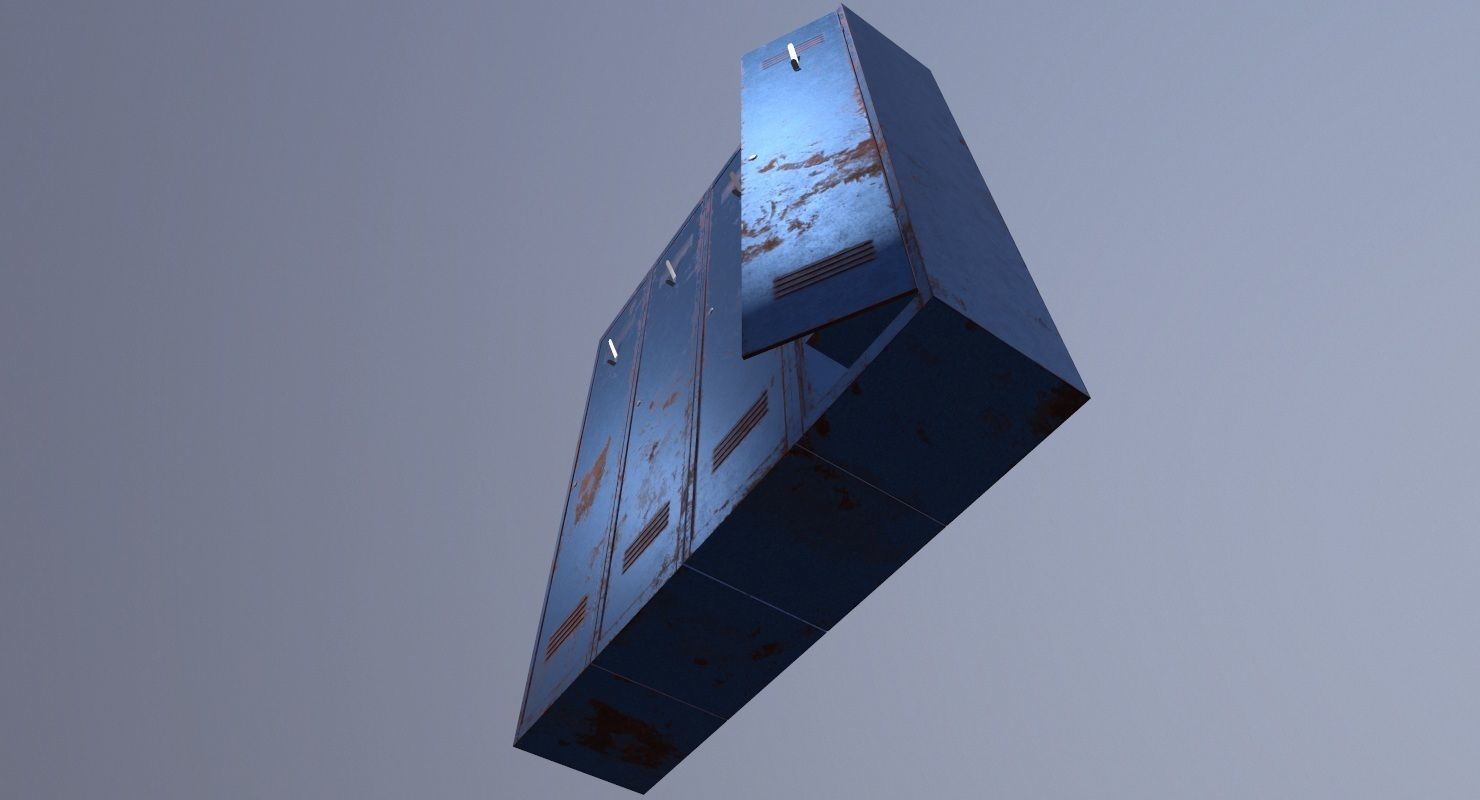 Locker PBR Game Ready rusty Low-poly 3D model_4