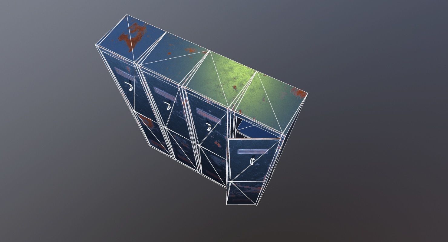 Locker PBR Game Ready rusty Low-poly 3D model_9