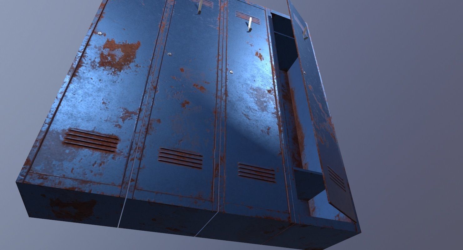 Locker PBR Game Ready rusty Low-poly 3D model_19