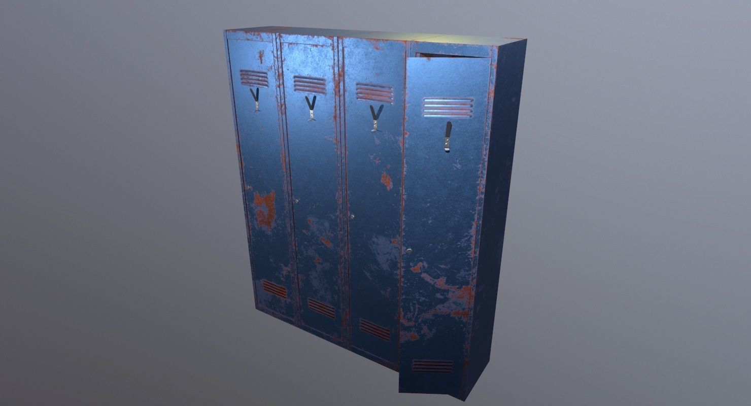 Locker PBR Game Ready rusty Low-poly 3D model_10