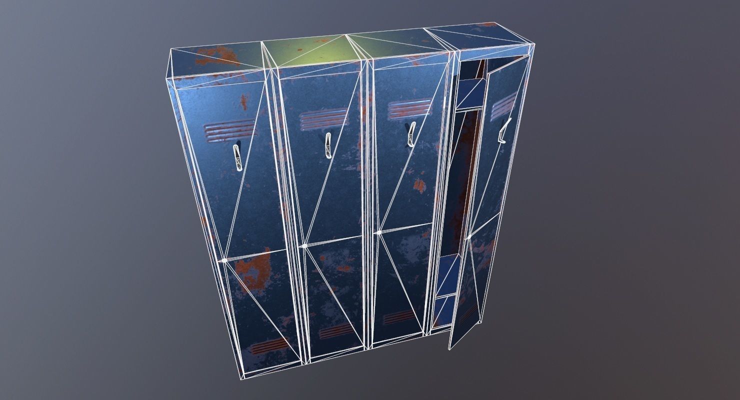 Locker PBR Game Ready rusty Low-poly 3D model_12