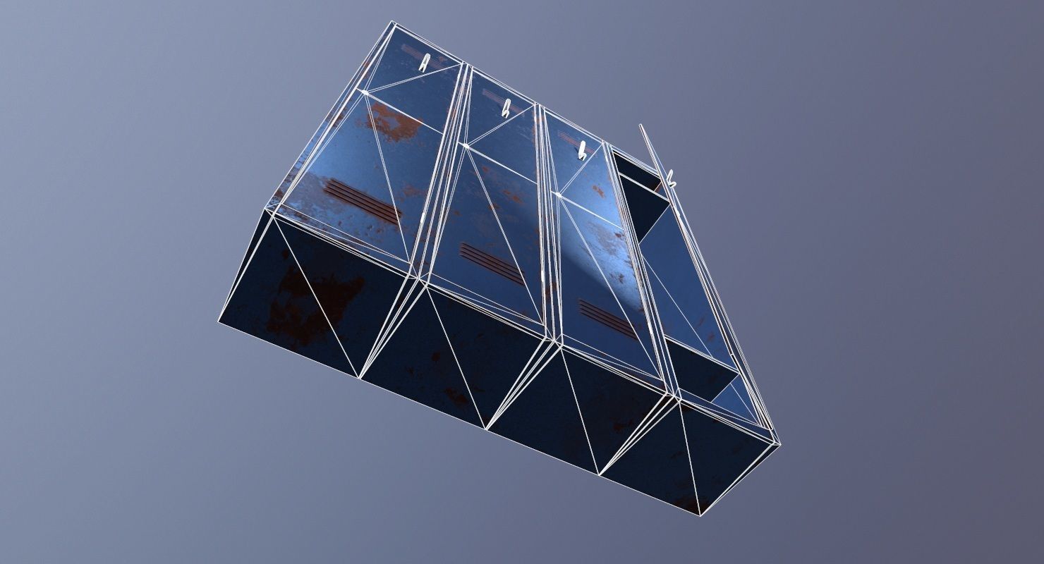 Locker PBR Game Ready rusty Low-poly 3D model_17