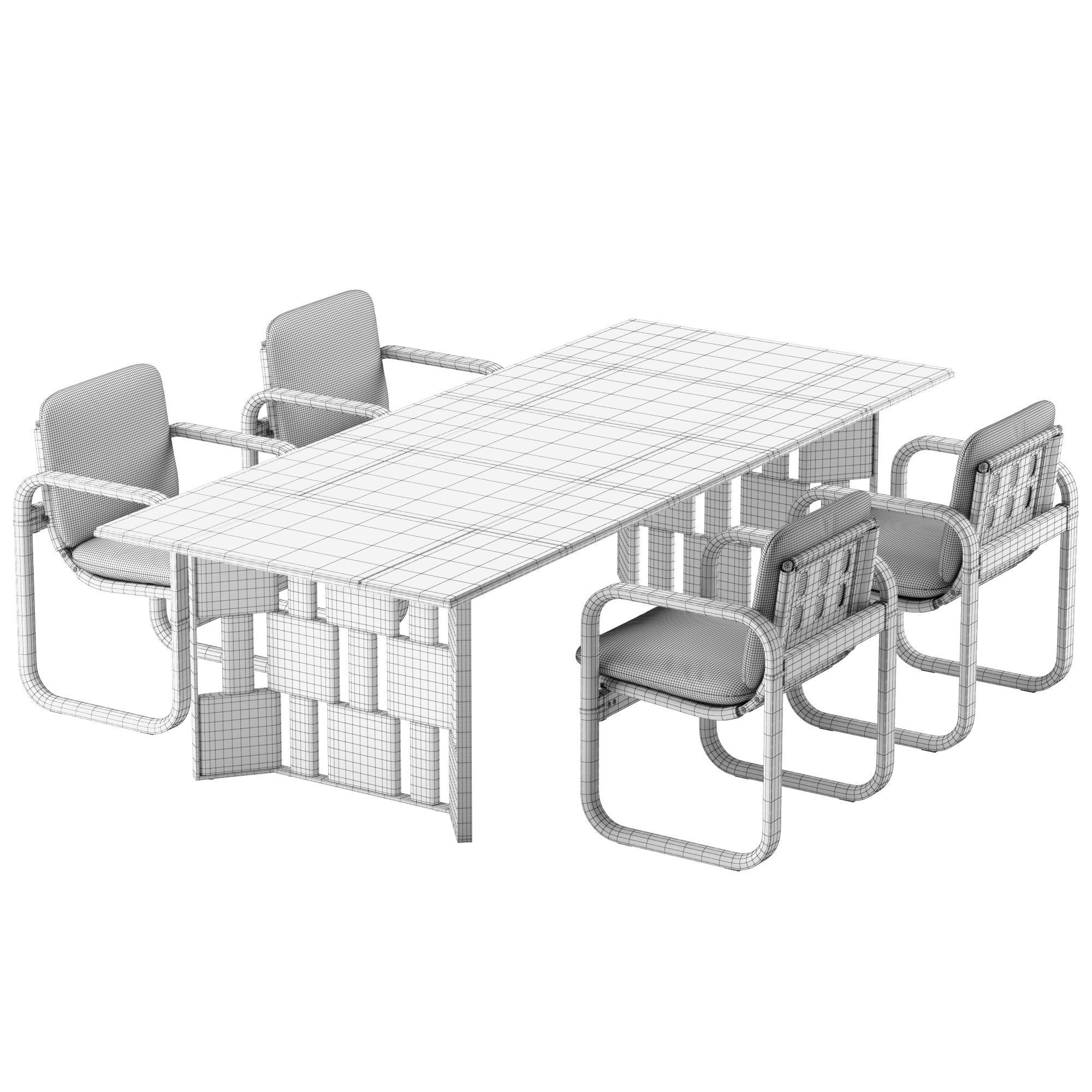Giorgetti Loop chair Break table set 3D model_5
