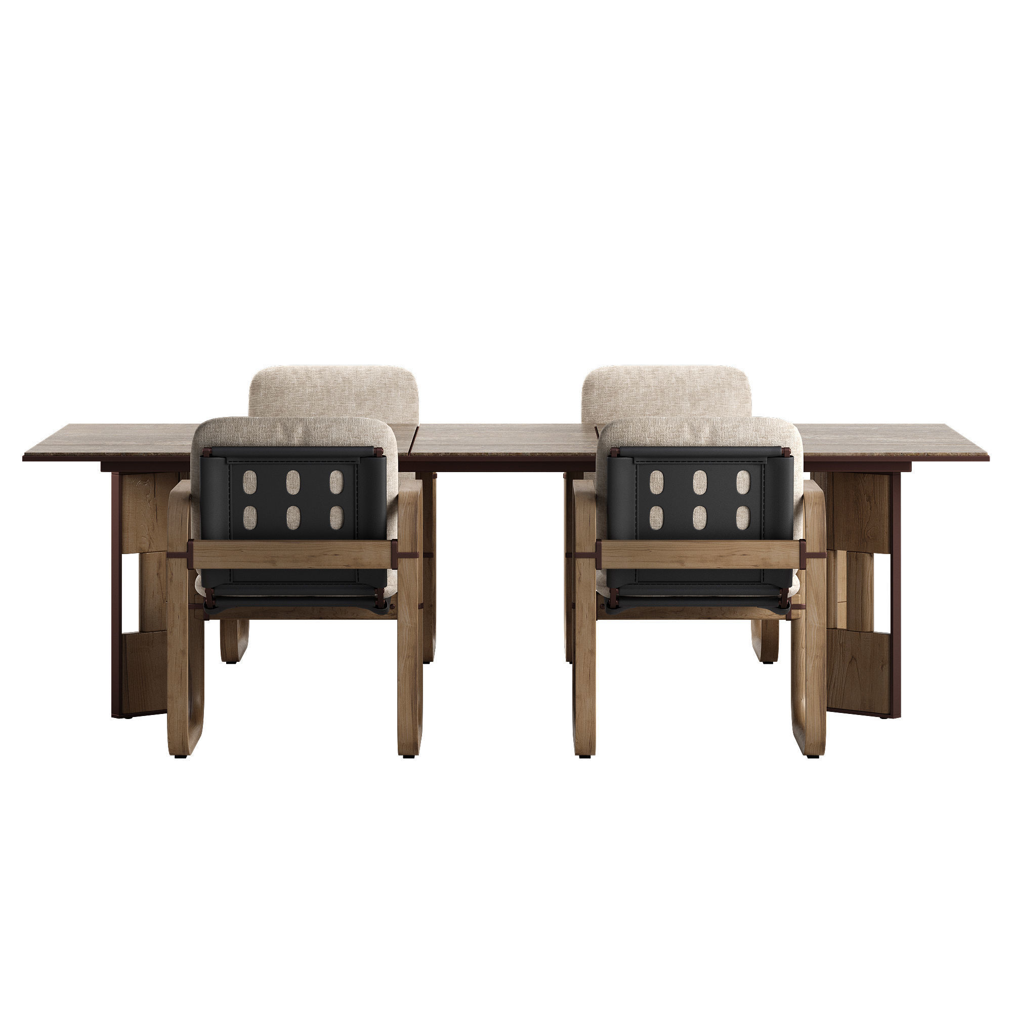Giorgetti Loop chair Break table set 3D model_2
