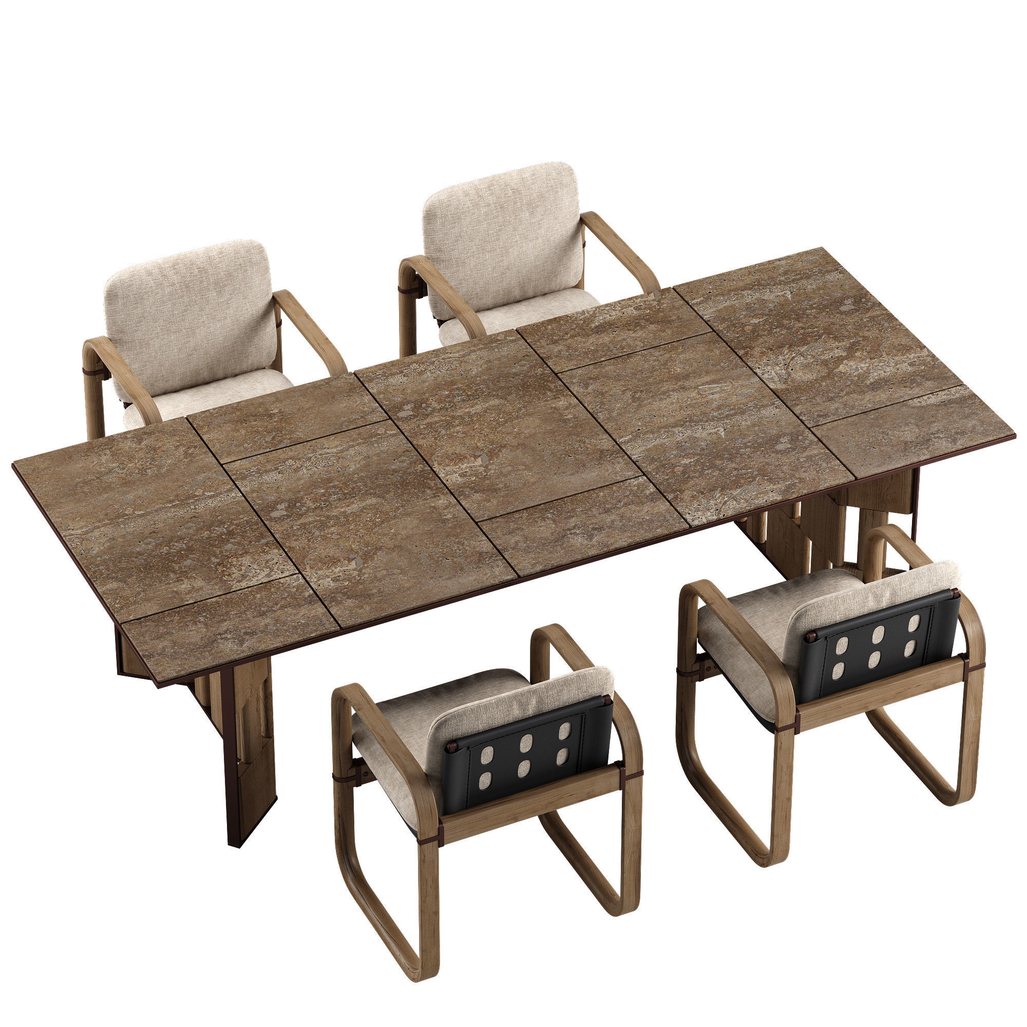 Giorgetti Loop chair Break table set 3D model_1