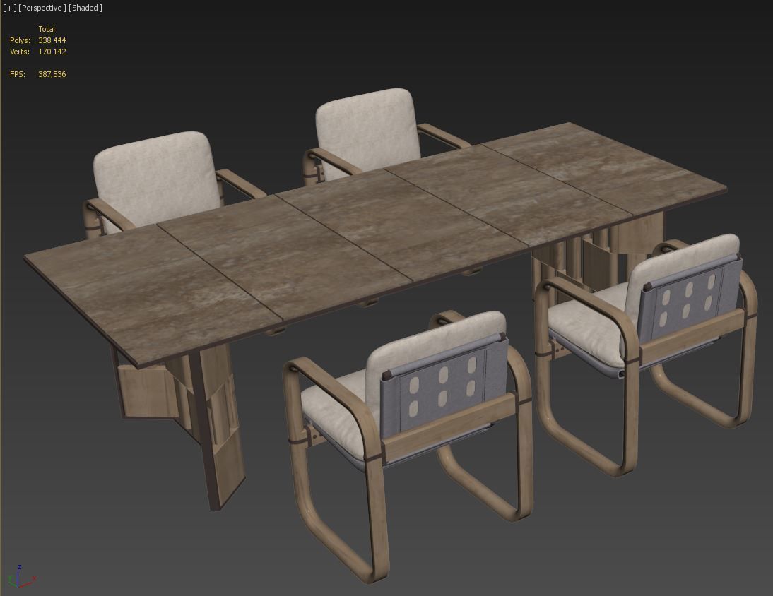 Giorgetti Loop chair Break table set 3D model_7