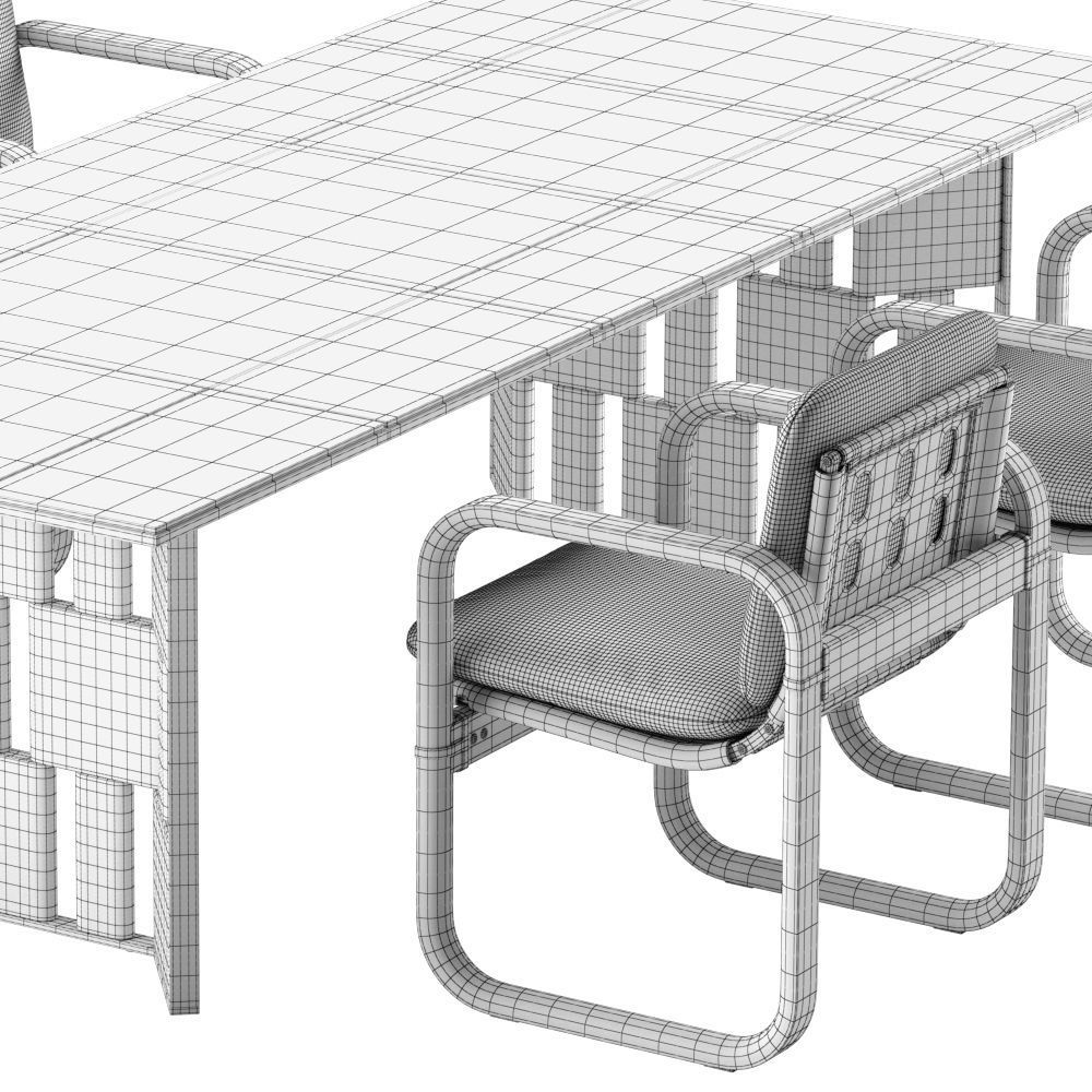 Giorgetti Loop chair Break table set 3D model_6