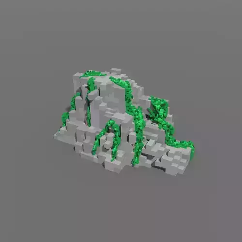 Voxel - Type1 Mossy Stone - Low-poly 3D Model
