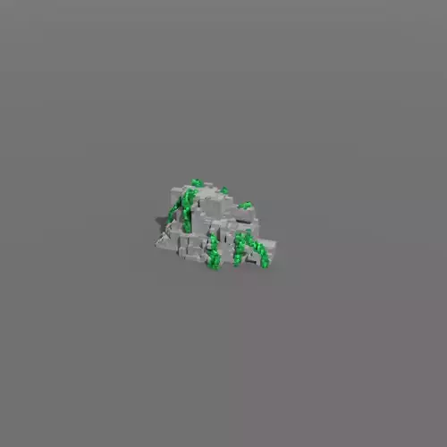 Voxel - Type2 Mossy Stone - Low-poly 3D Model
