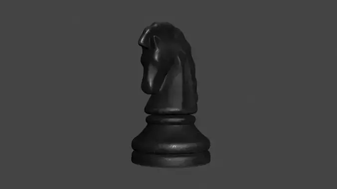 CHES-004 Chess Knight Black 3D model