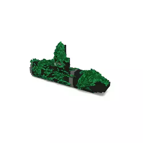 Voxel - Type2 Mossy Submarine Ship - Low-poly 3D Model Low-poly 3D model