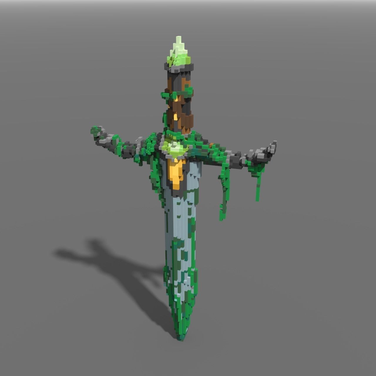3D model Voxel Mossy Sword Lowpoly 3D Model VR / AR / lowpoly