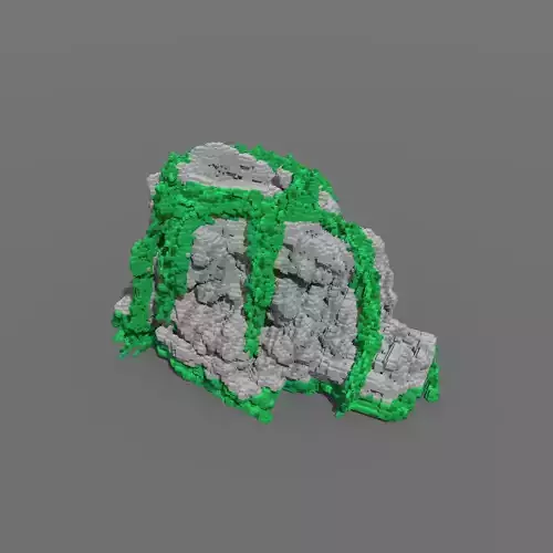Voxel - Type3 Mossy Stone - Low-poly 3D Model