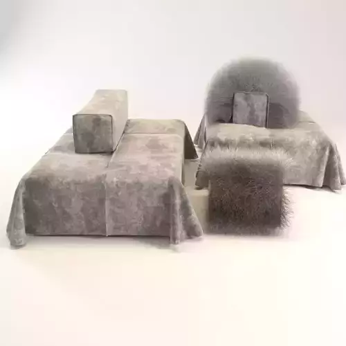 Laguna sofa with fur pillows