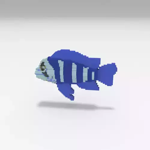 Voxel Fish-3 Low-poly 3D Model