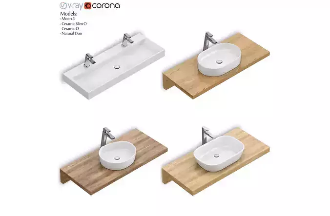 Set of washbasins RAVAK set 61 3D model