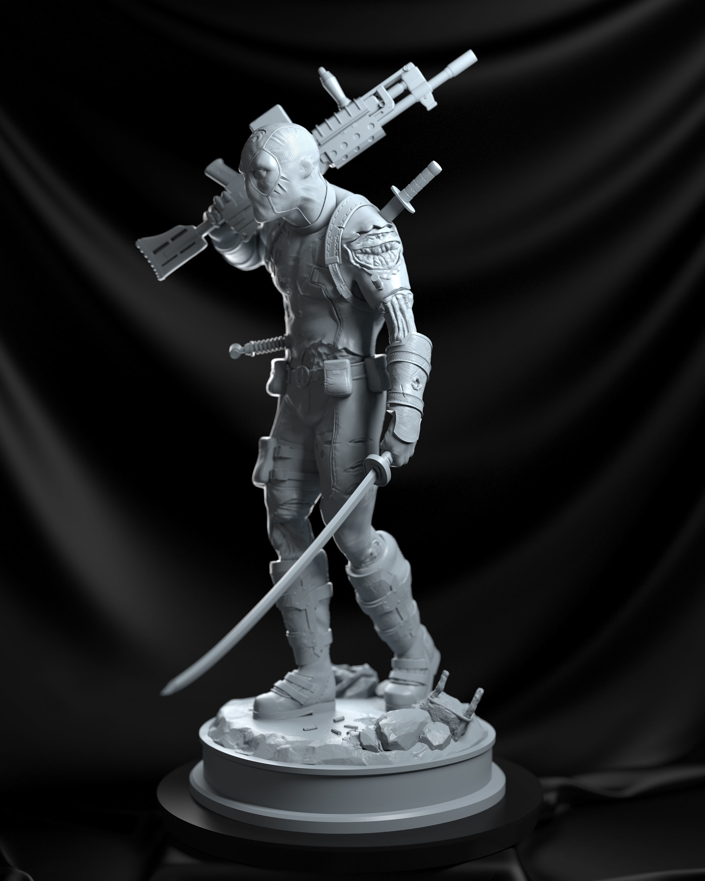 Deadpool statue 3D print model_5