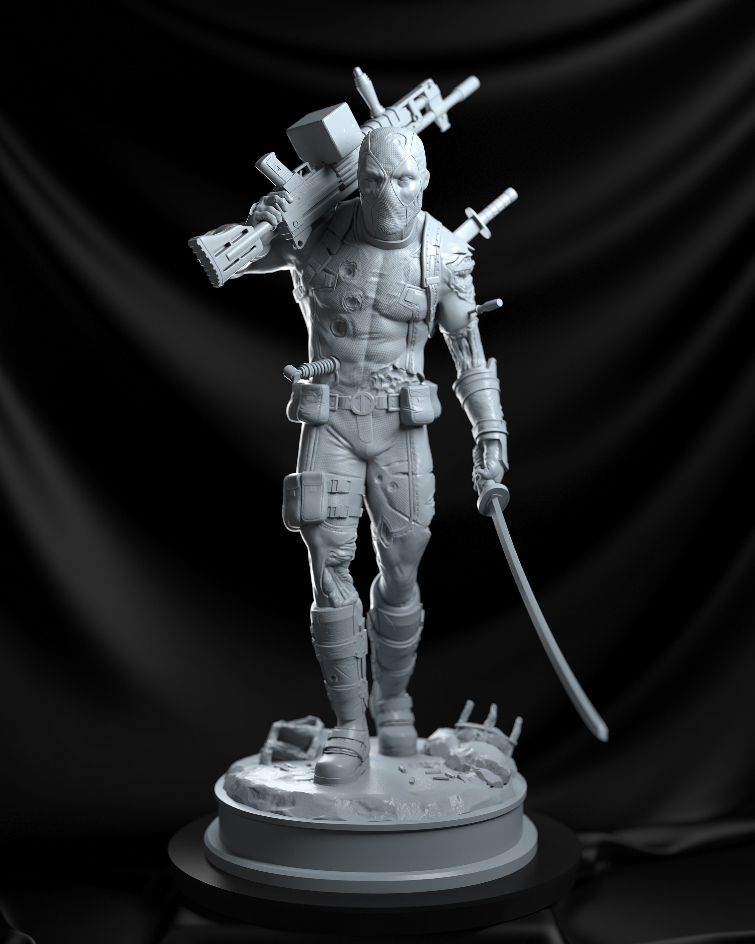 Deadpool statue 3D print model_4