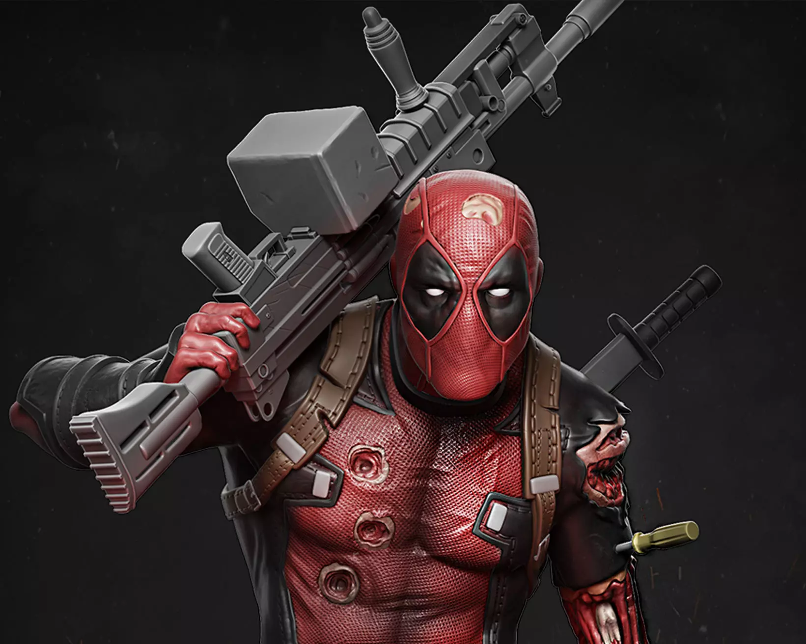 Deadpool statue 3D print model_0