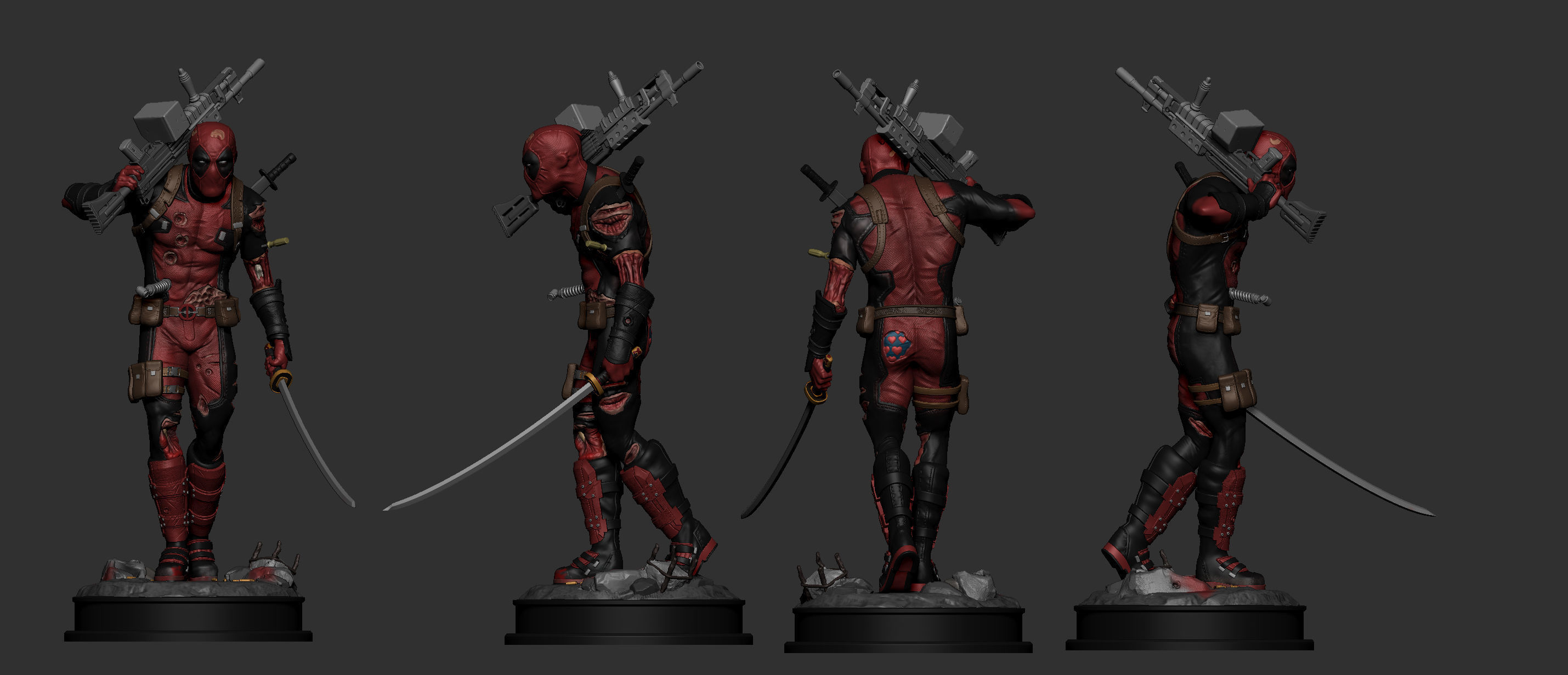 Deadpool statue 3D print model_3