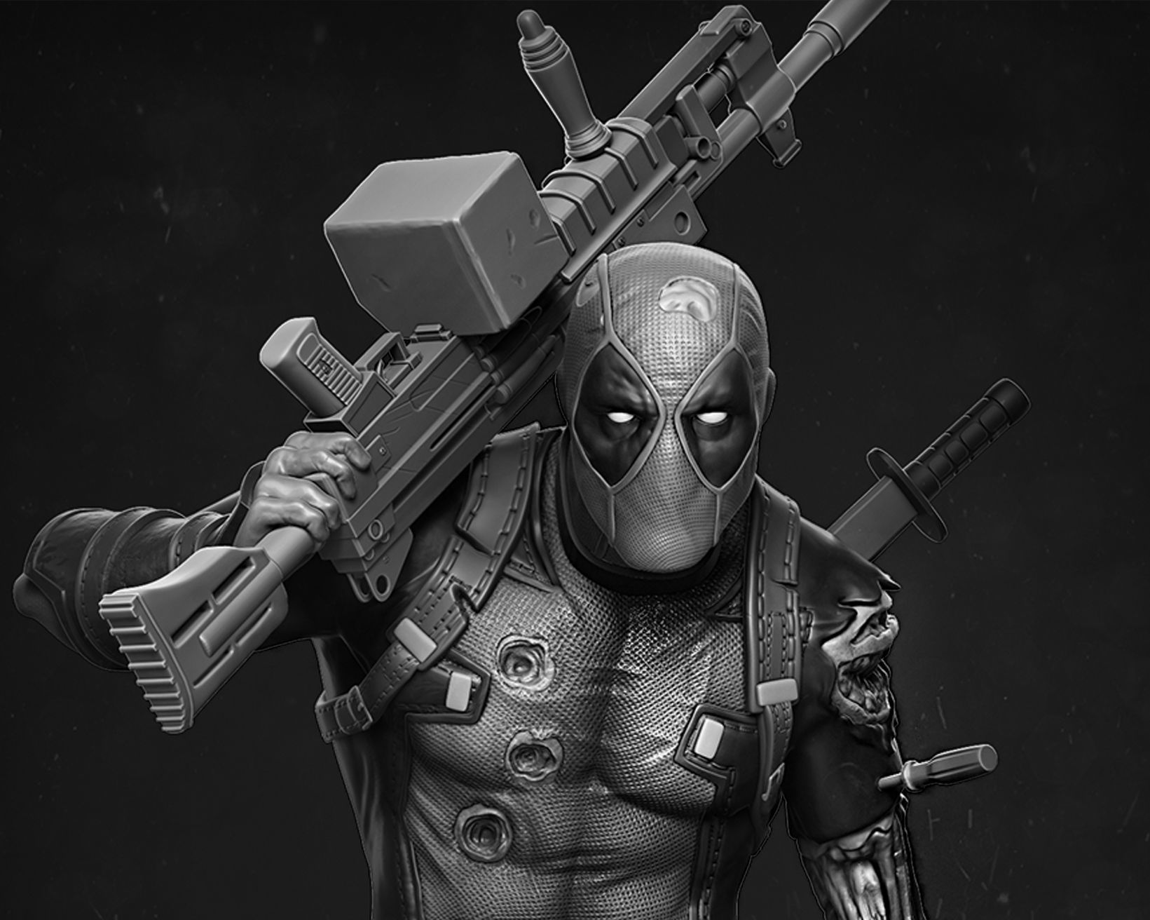 Deadpool statue 3D print model_2