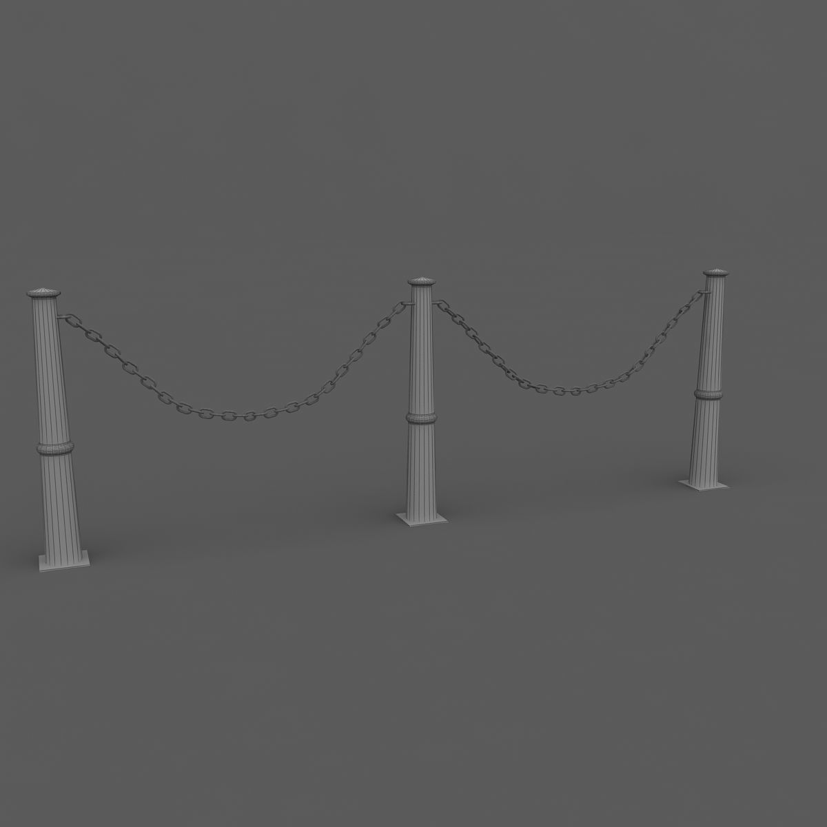 Iron Chain Barrier 3D model_3