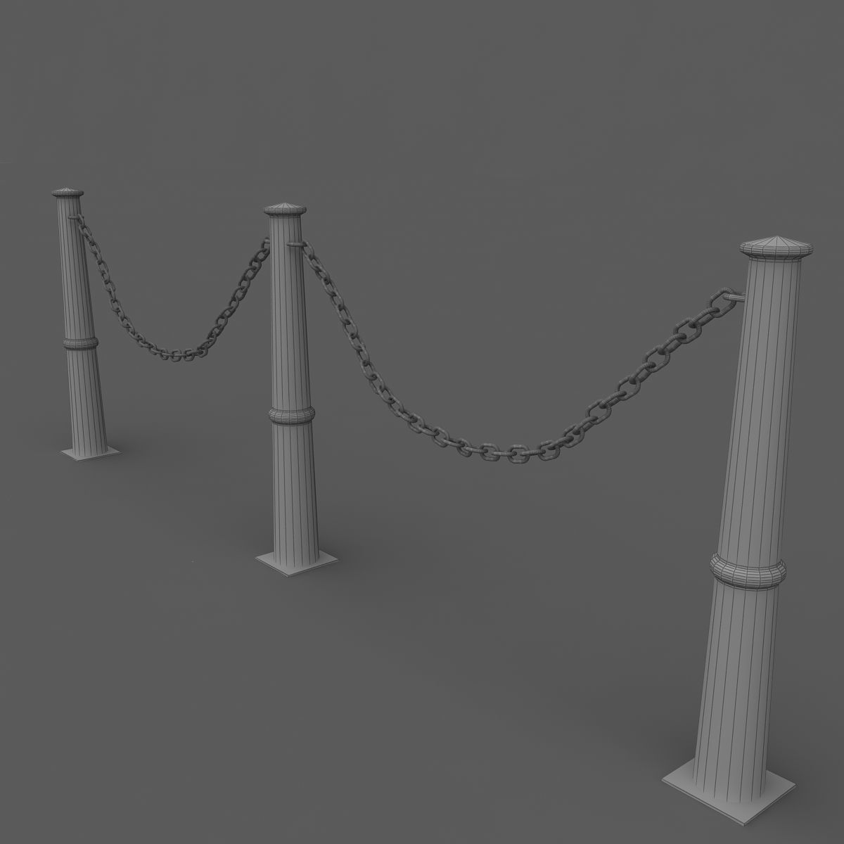 Iron Chain Barrier 3D model_4