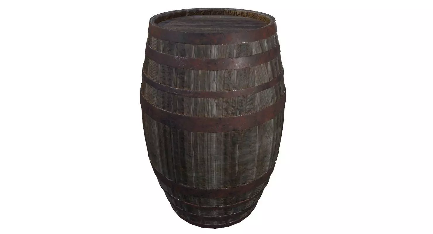 Barrel Game Ready wooden Low-poly 3D model_0