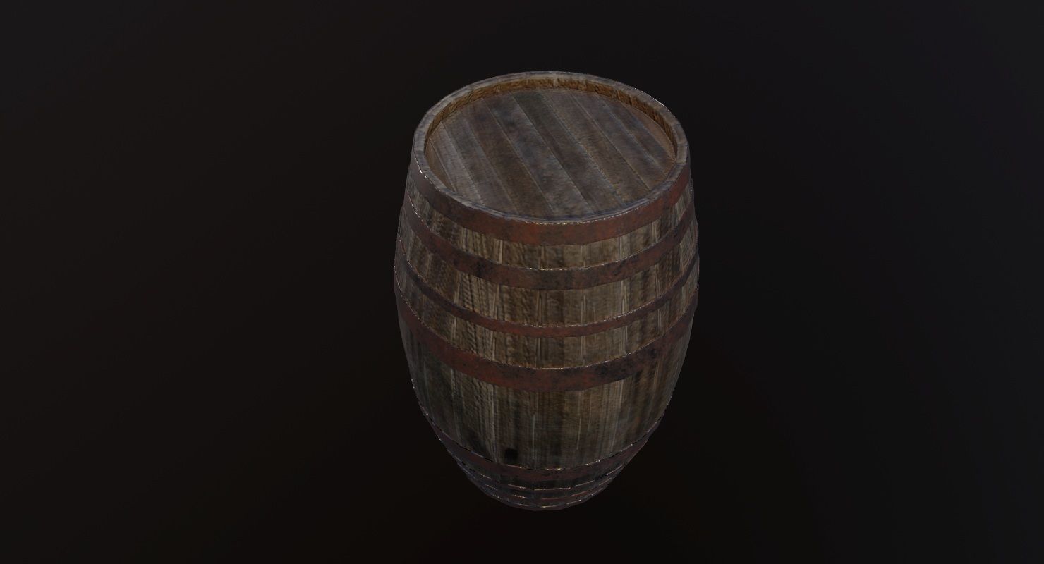Barrel Game Ready wooden Low-poly 3D model_3