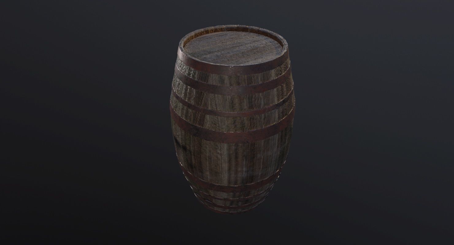 Barrel Game Ready wooden Low-poly 3D model_2